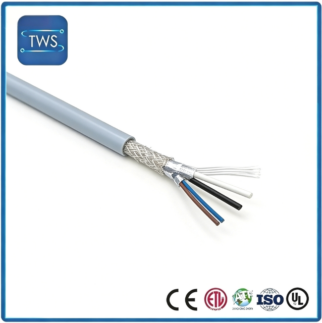 Industrial Control Cable Foam Skin Insulation Bare Copper Tinned Braid Shield PVC Gray