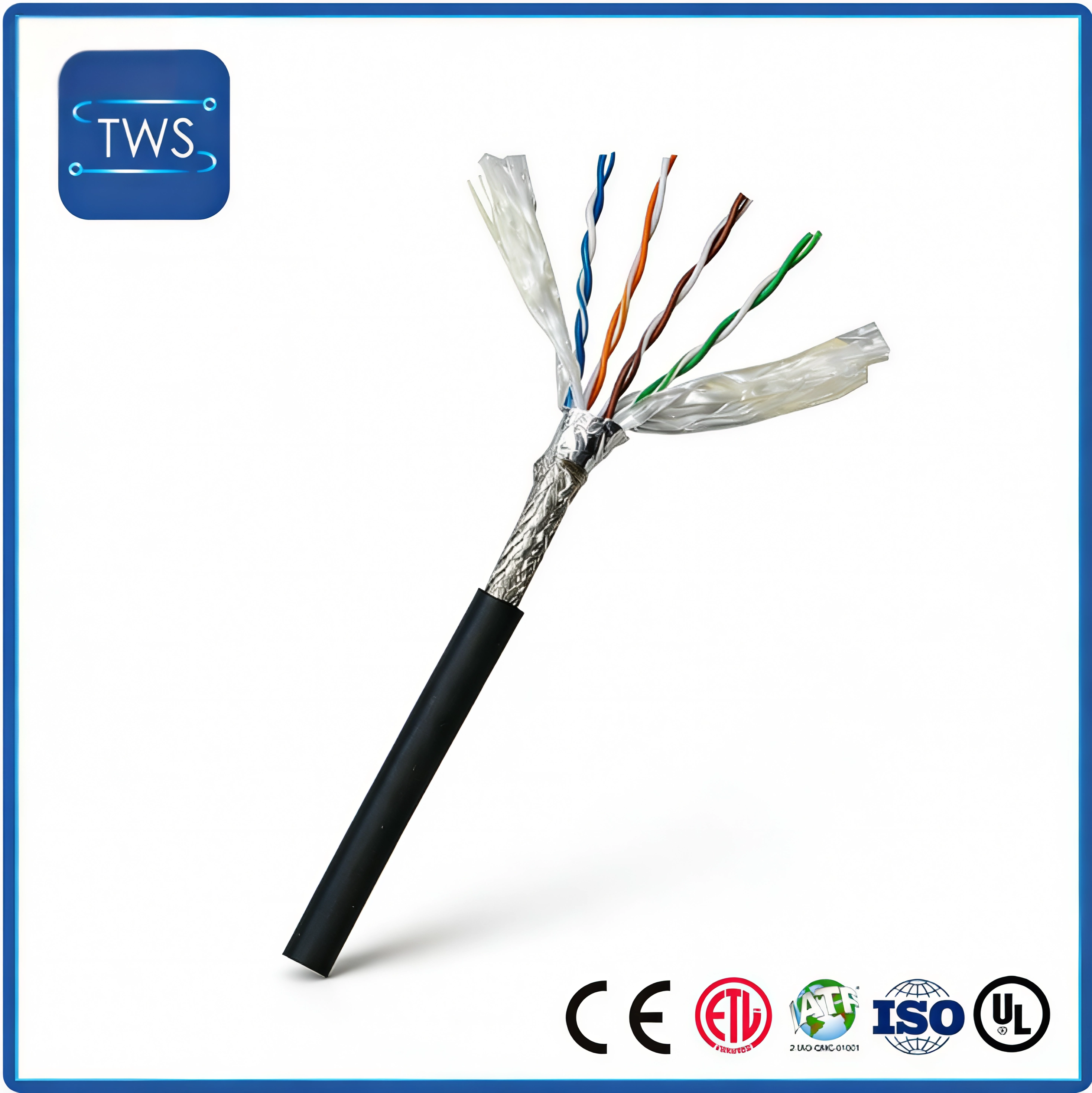 PVC Bare Copper with Filling, Aluminum Foil & Braid Shield Drag Chain CAT5E Cable 