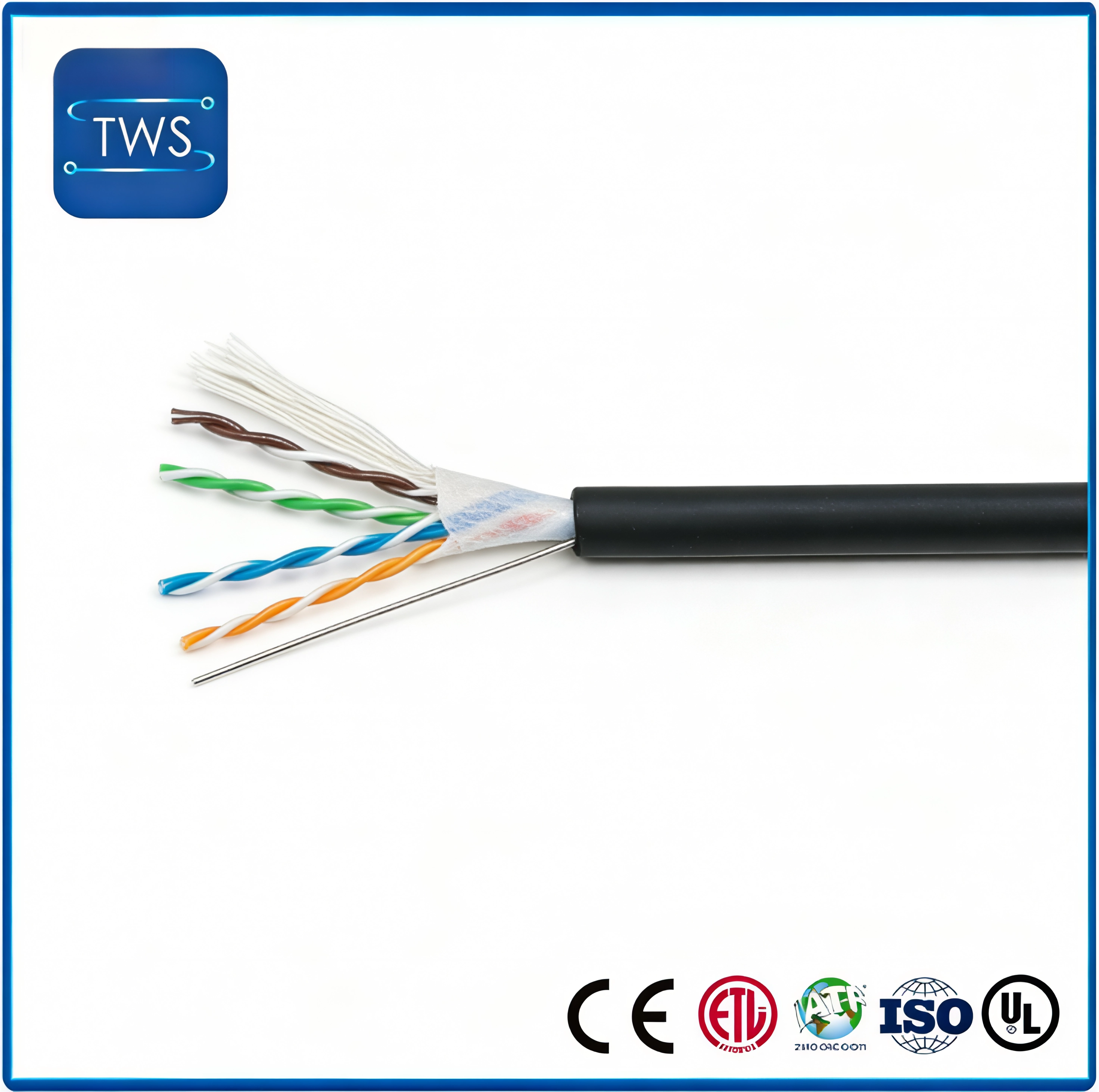 Finished Industrial Drag Chain Cat6 Cable 26AWG Bare Copper TPU Black
