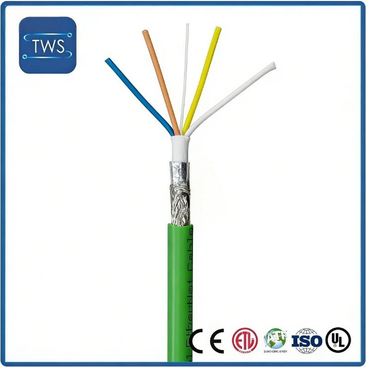 Industrial Ethernet Cable 22AWG 4Core Tinned Copper PVC Green