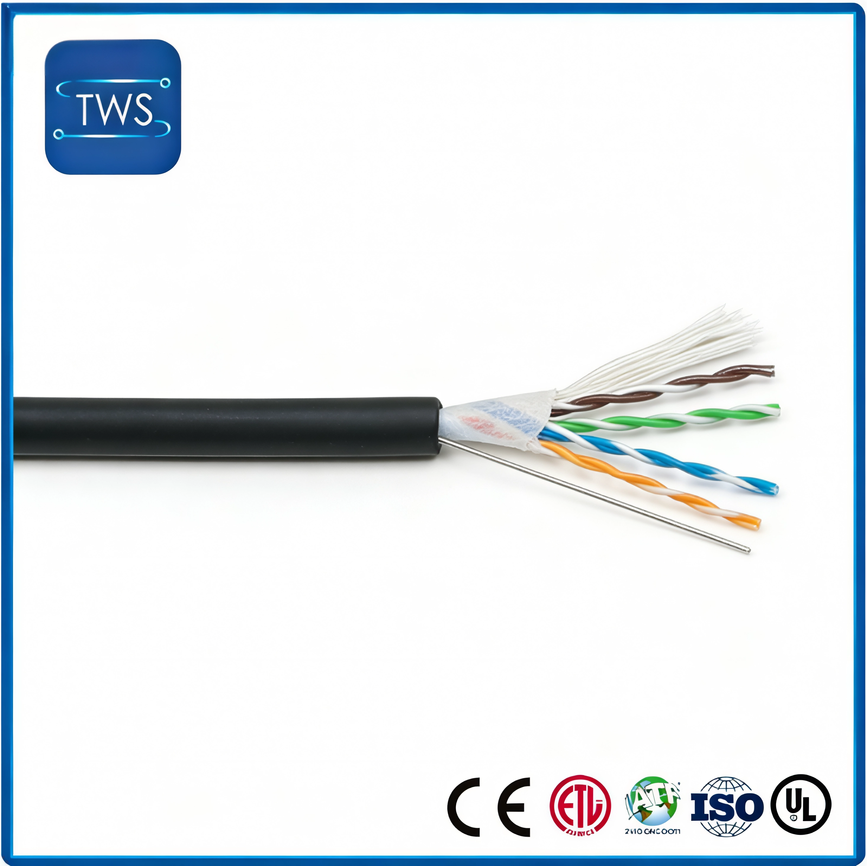 Finished Industrial Drag Chain Cat6 Cable 26AWG Bare Copper TPU Black