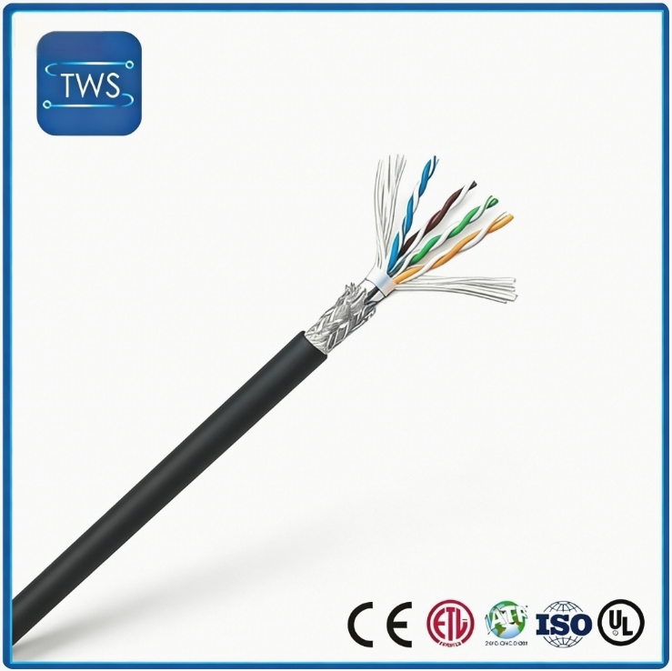Finished Drag Chain CAT6 Network Cable PVC Black