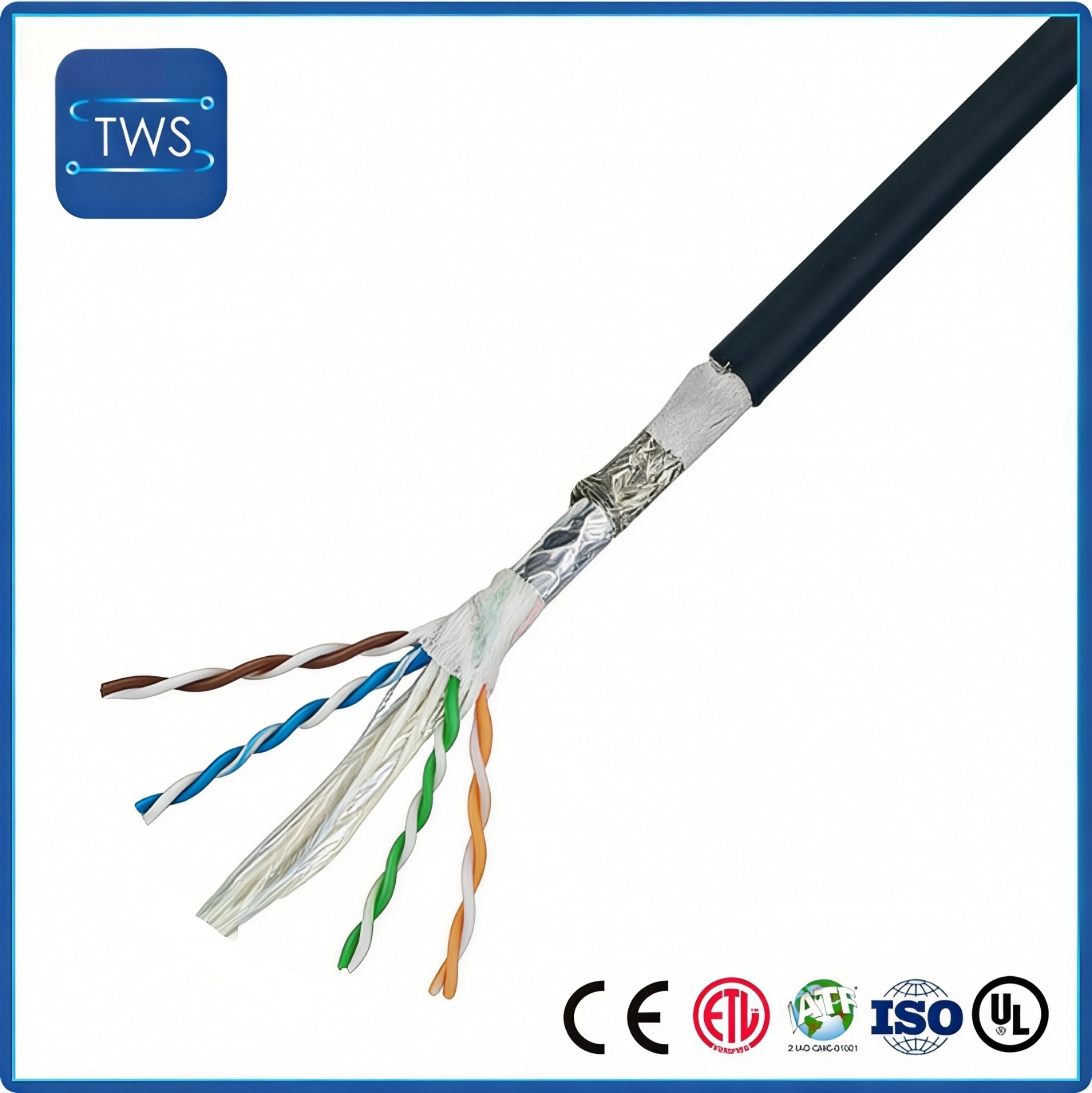 Non-woven Fabric, Aluminum Foil Mylar Drag Chain Network Cable CAT5E Bare Copper