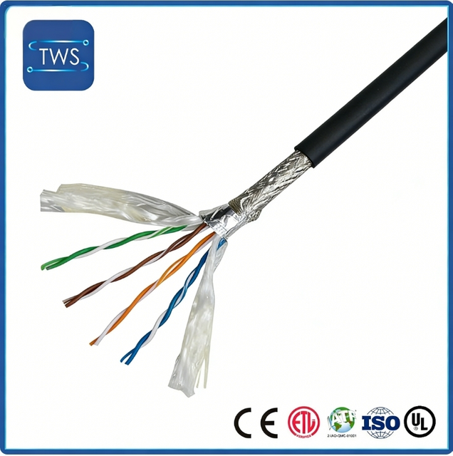PVC Bare Copper with Filling, Aluminum Foil & Braid Shield Drag Chain CAT5E Cable 