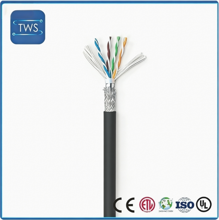 Finished Drag Chain CAT6 Network Cable PVC Black