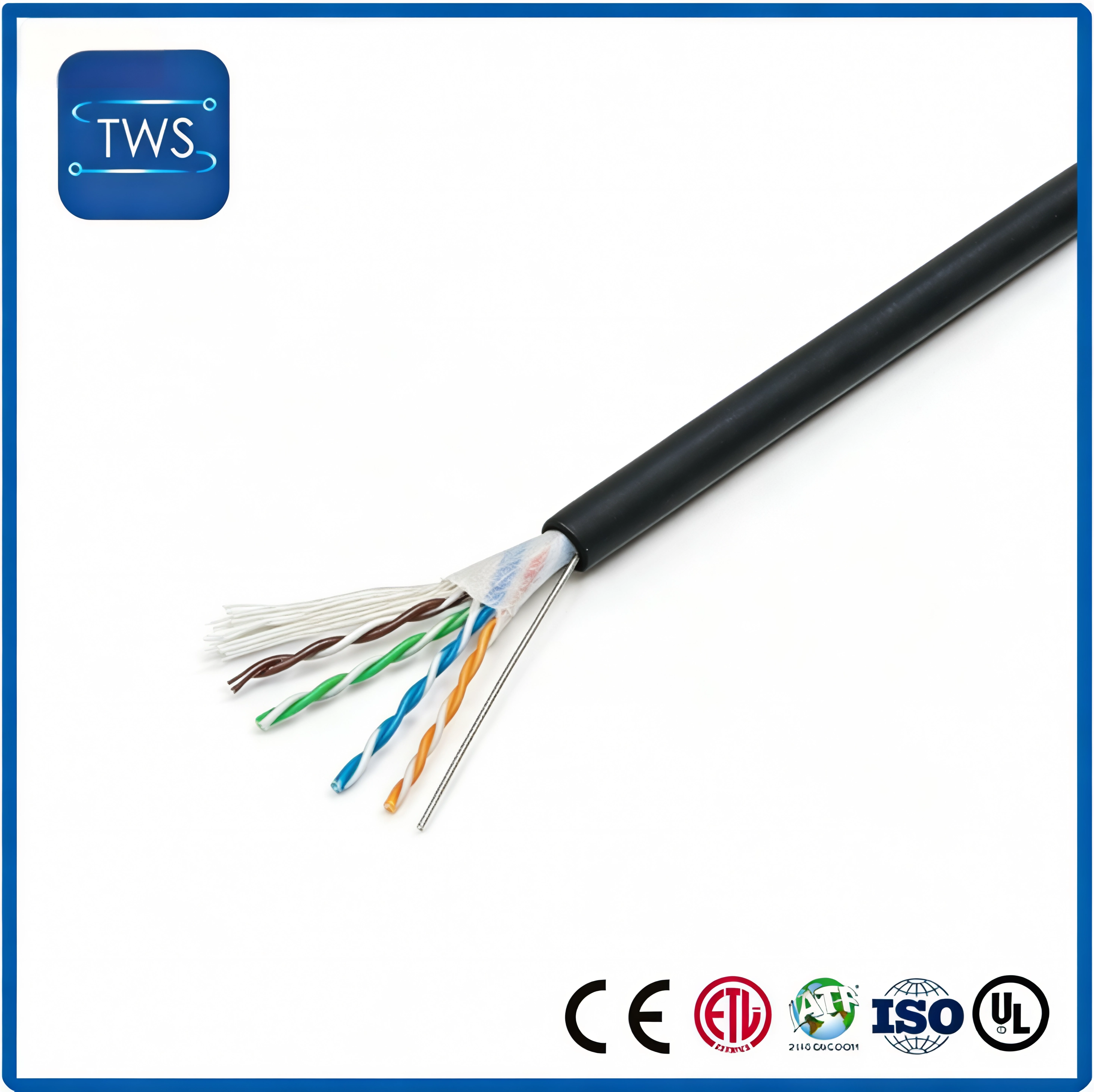 Finished Industrial Drag Chain Cat6 Cable 26AWG Bare Copper TPU Black
