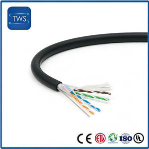 Finished Industrial Drag Chain Cat6 Cable 26AWG Bare Copper TPU Black