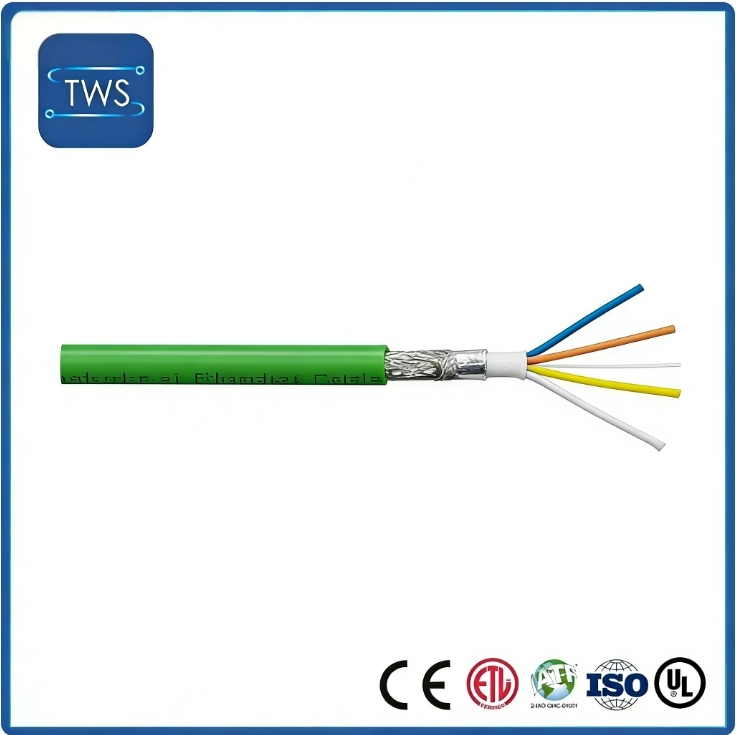 Industrial Ethernet Cable 22AWG 4Core Tinned Copper PVC Green