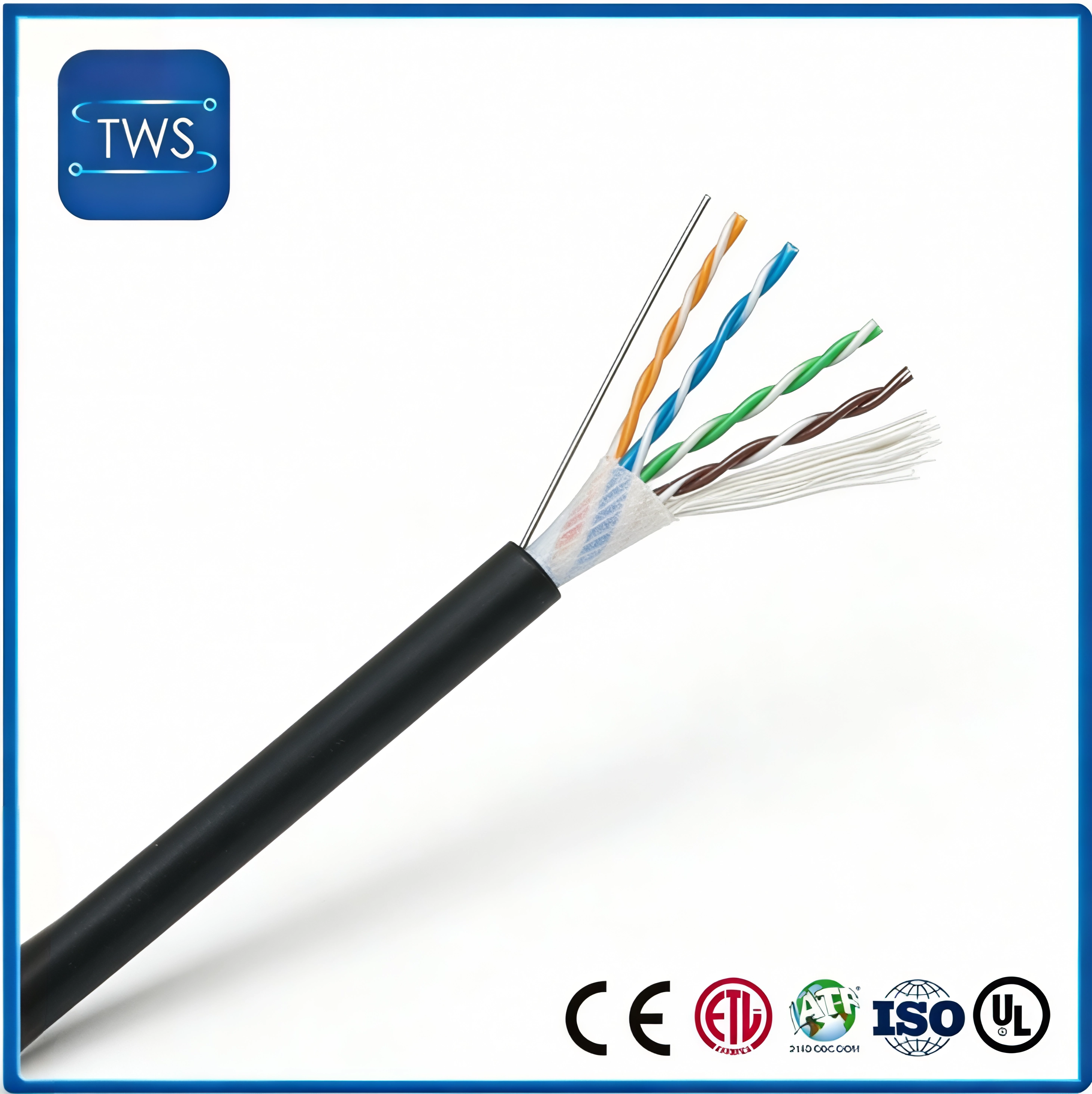 Finished Industrial Drag Chain Cat6 Cable 26AWG Bare Copper TPU Black