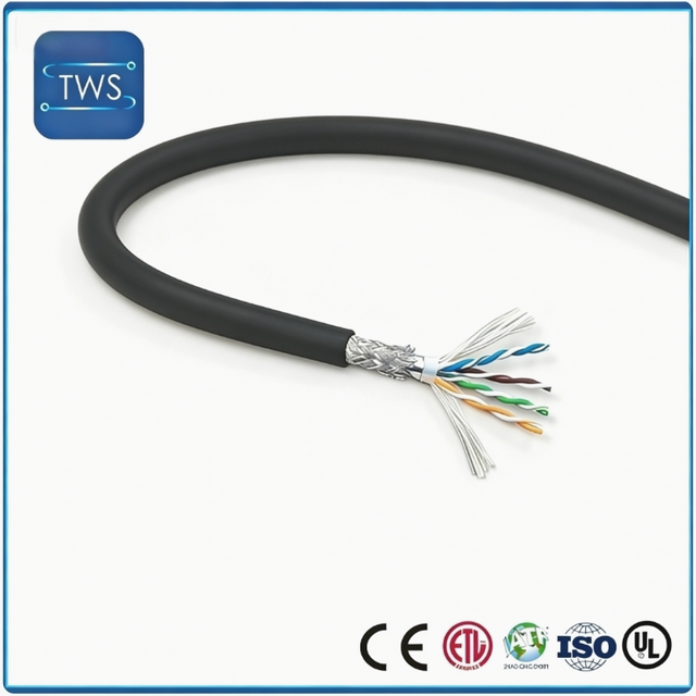 Finished Drag Chain CAT6 Network Cable PVC Black