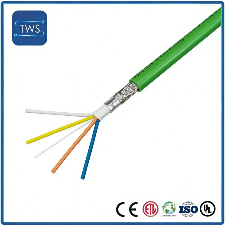 Industrial Ethernet Cable 22AWG 4Core Tinned Copper PVC Green