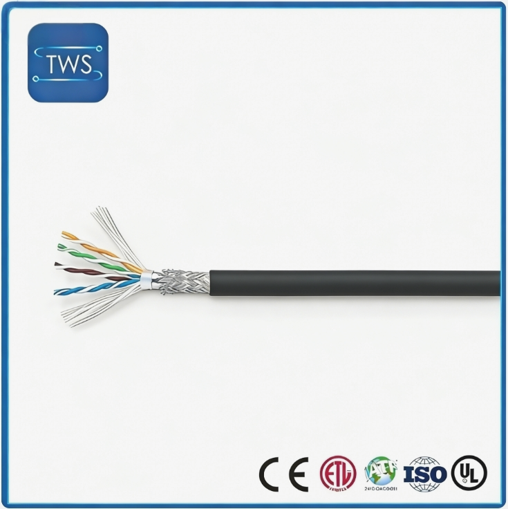 Finished Drag Chain CAT6 Network Cable PVC Black