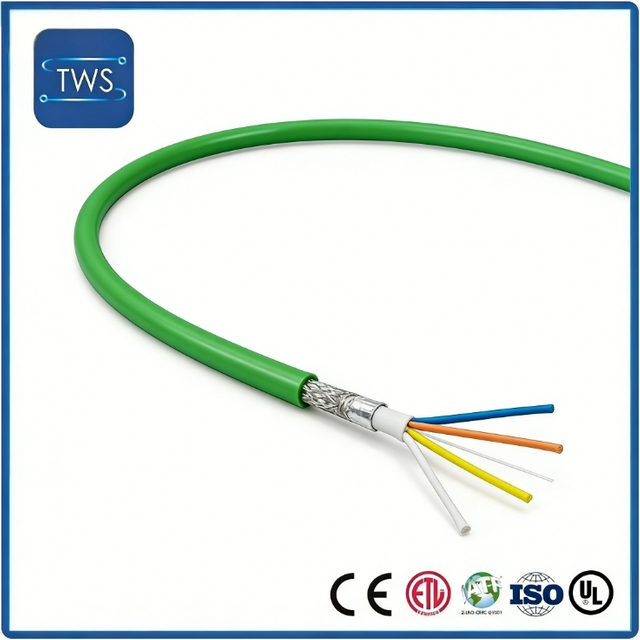 Industrial Ethernet Cable 22AWG 4Core Tinned Copper PVC Green