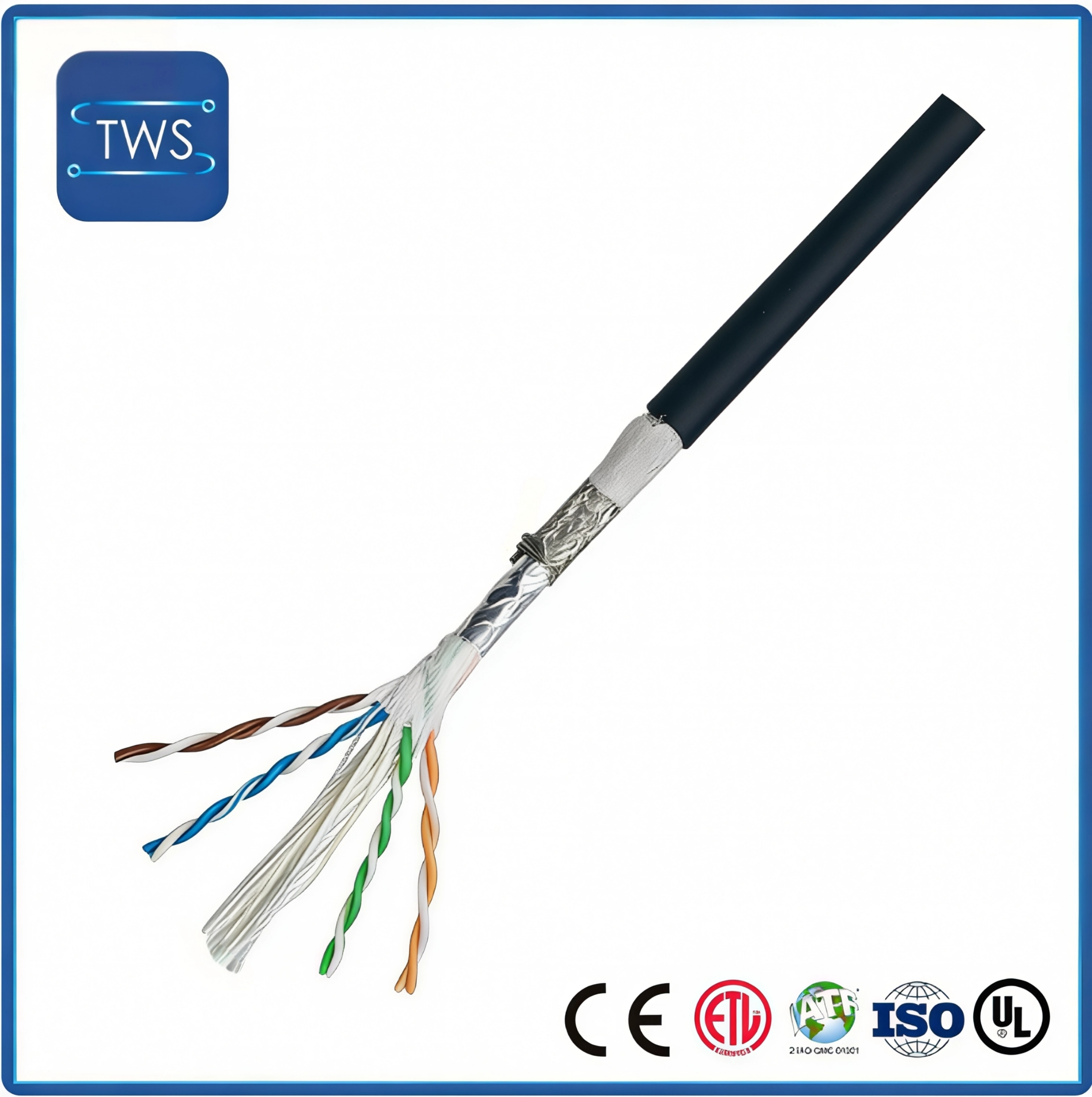 Non-woven Fabric, Aluminum Foil Mylar Drag Chain Network Cable CAT5E Bare Copper