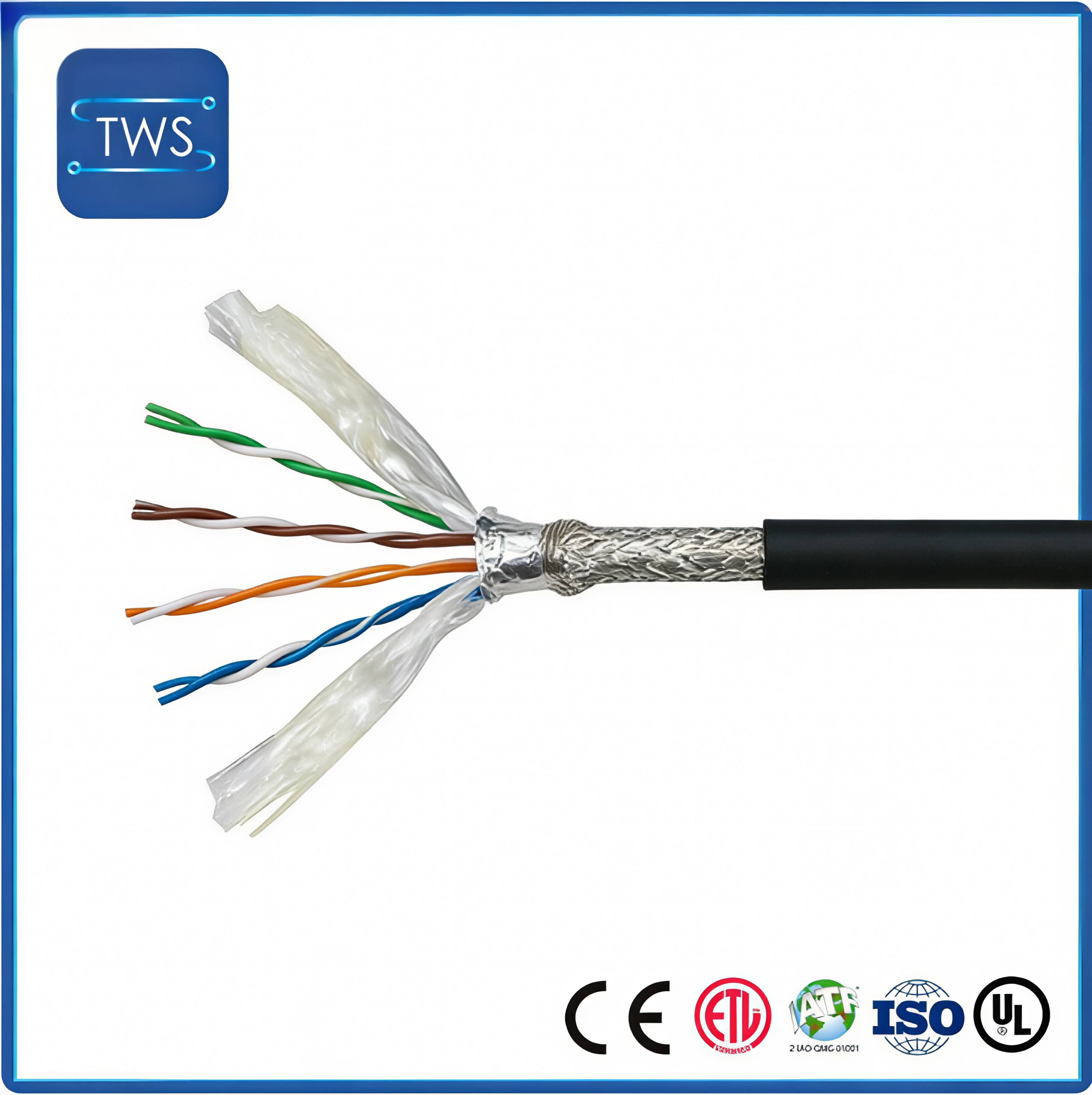 PVC Bare Copper with Filling, Aluminum Foil & Braid Shield Drag Chain CAT5E Cable 