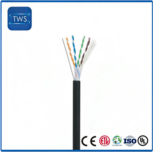 Finished Industrial Drag Chain Cat6 Cable 26AWG Bare Copper TPU Black