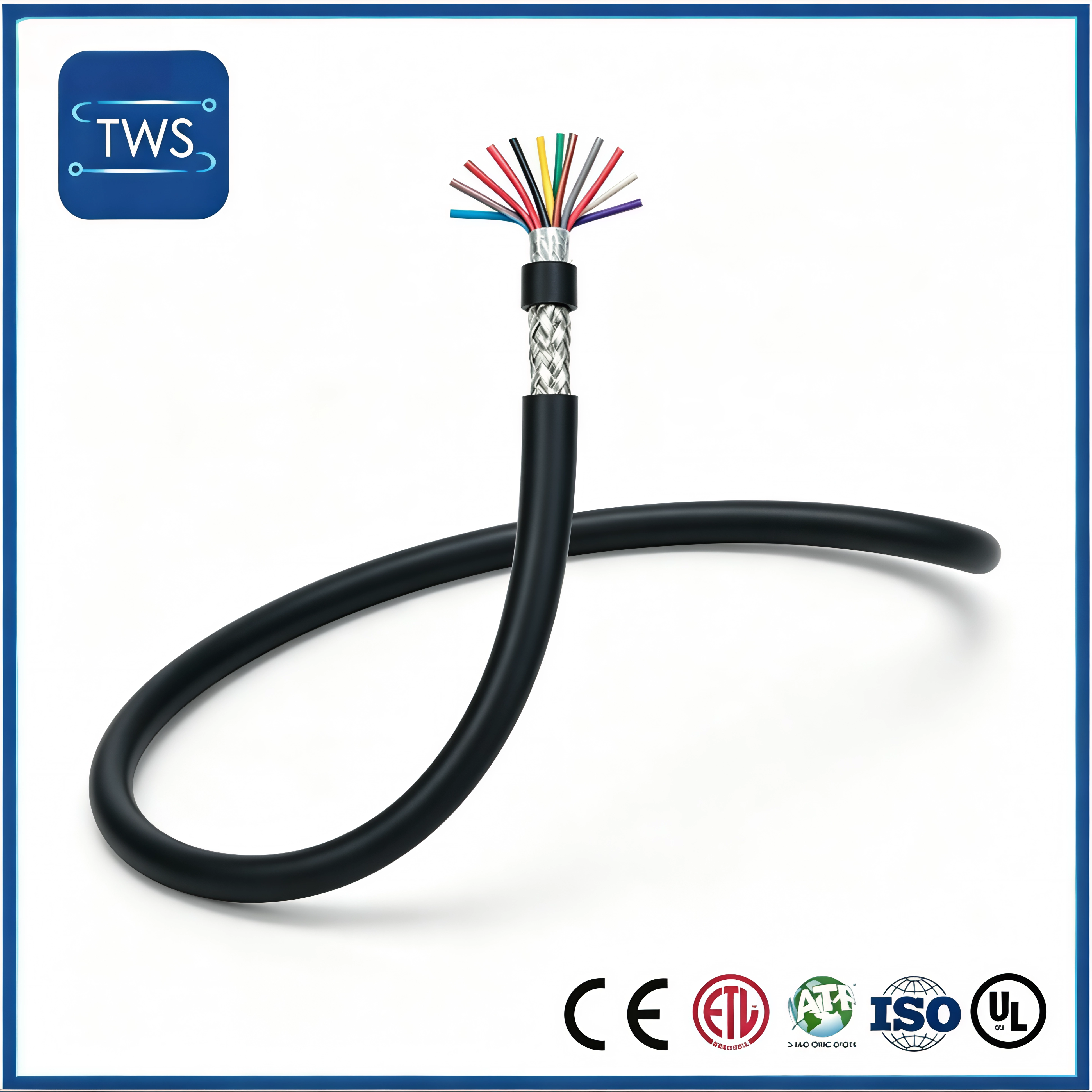 UL2464 Shielded Computer Cable 300V PVC Jacket Double Shielded
