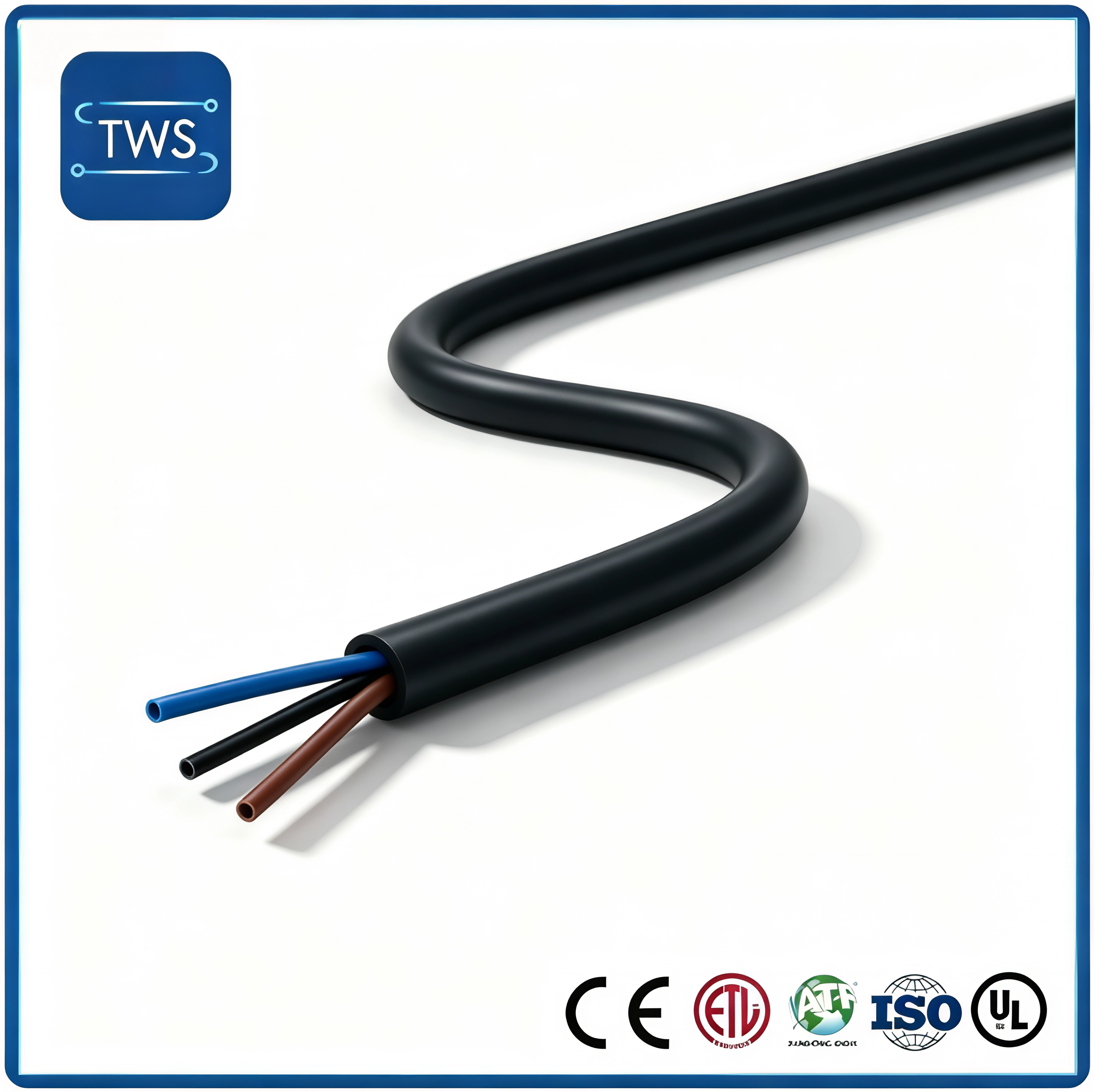 Durable 26AWG 3-Core Control Cable with Black PVC Insulation