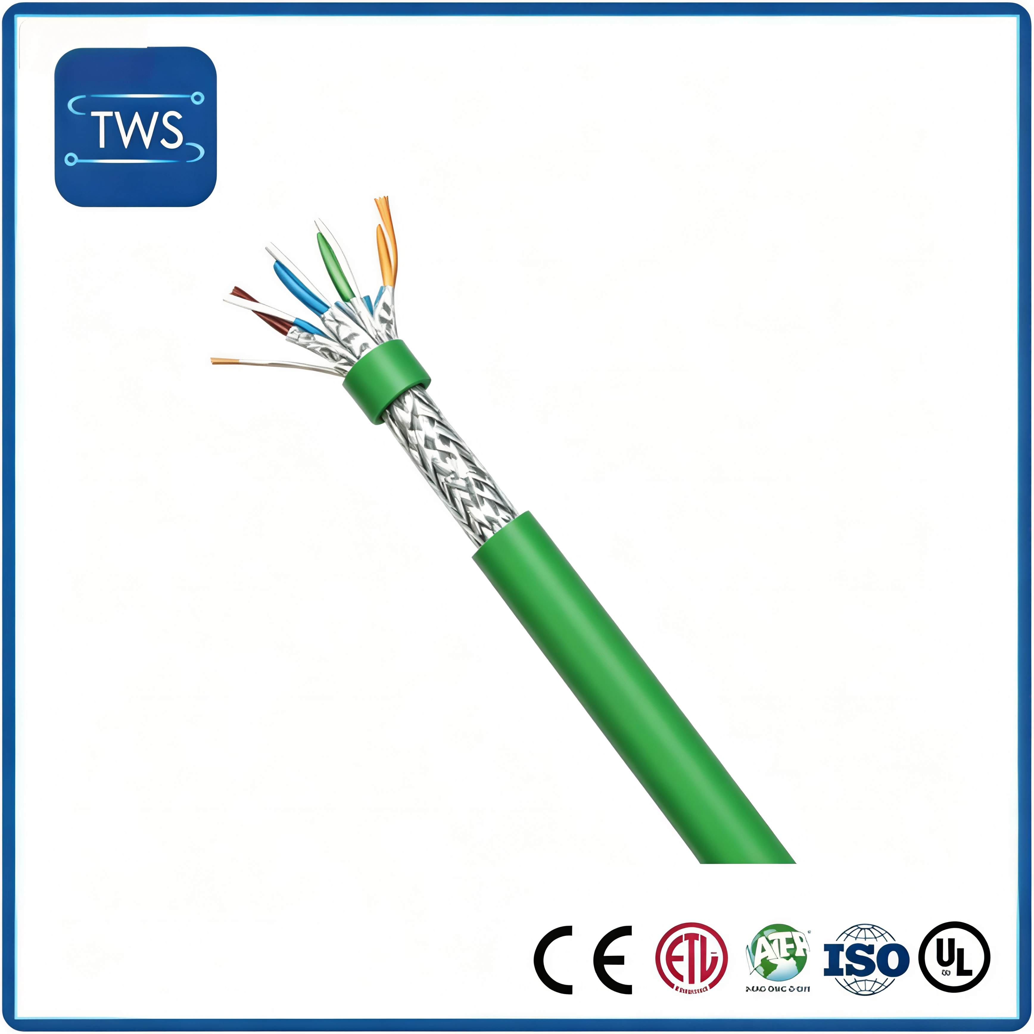 CAT6A S/FTP Shielded Industrial Ethernet Flexible Cable 500MHz PUR/PVC