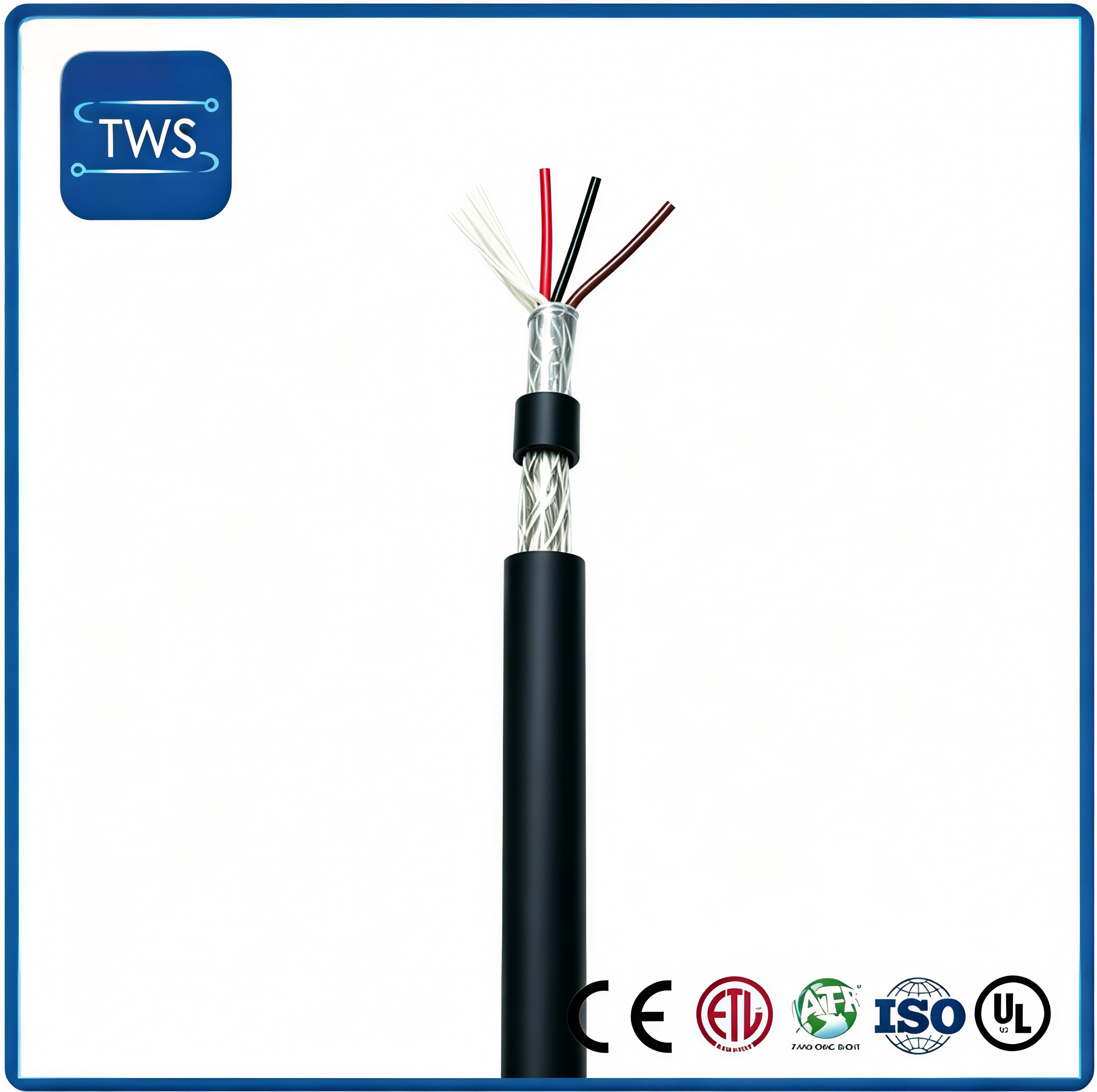 CC-Link Bus Cable 20AWG 3 Core Shielded Red PVC 300V