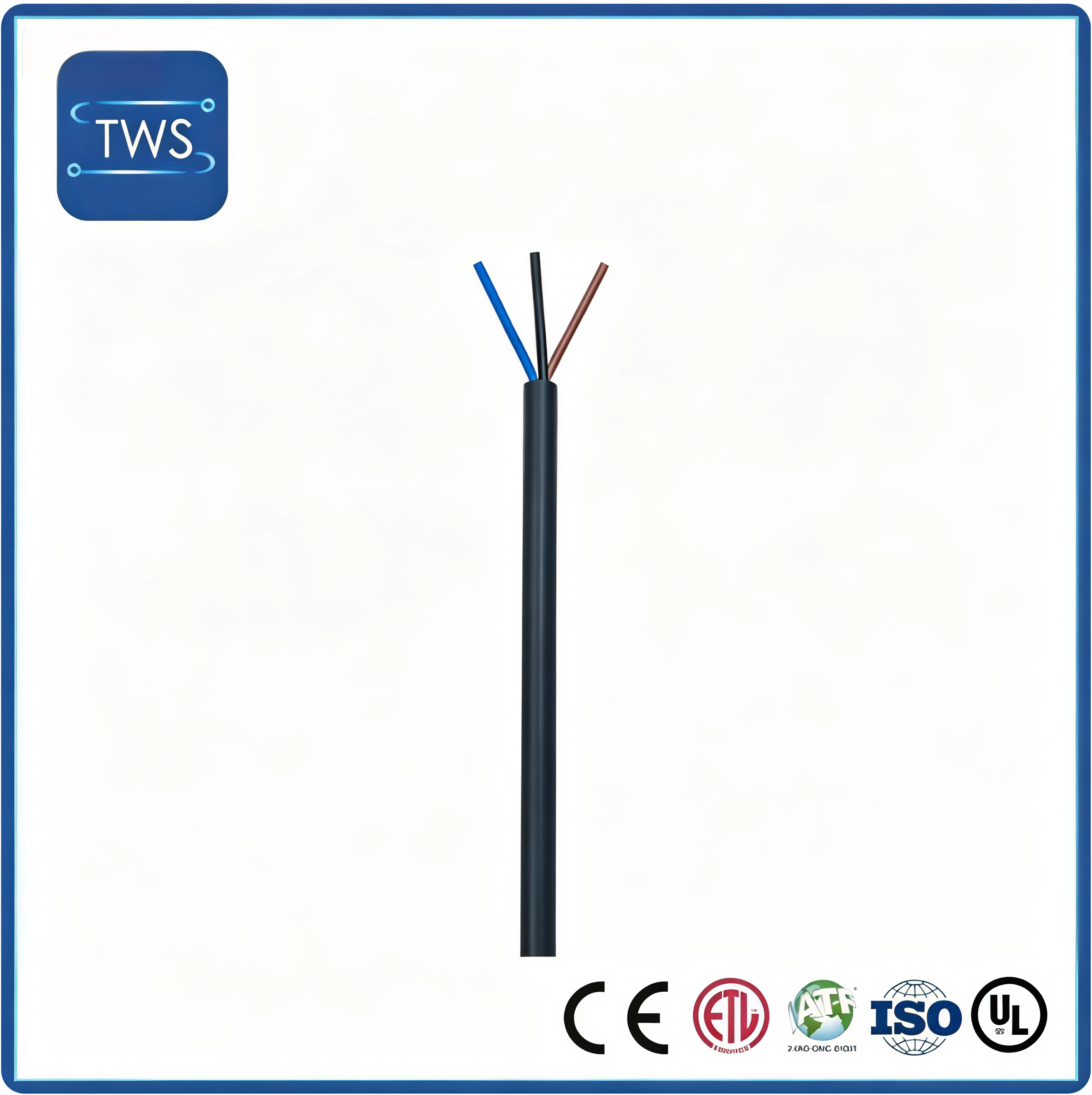 Durable 26AWG 3-Core Control Cable with Black PVC Insulation