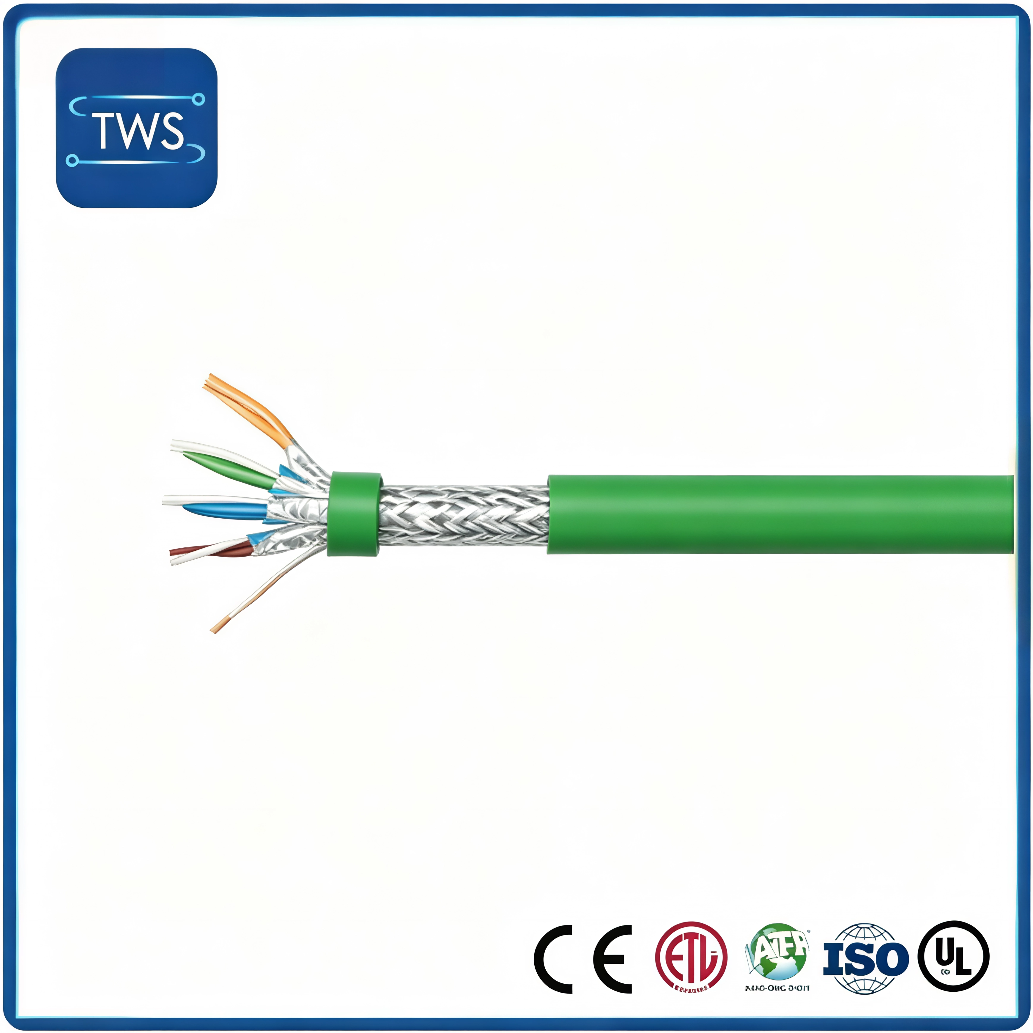 CAT6A S/FTP Shielded Industrial Ethernet Flexible Cable 500MHz PUR/PVC