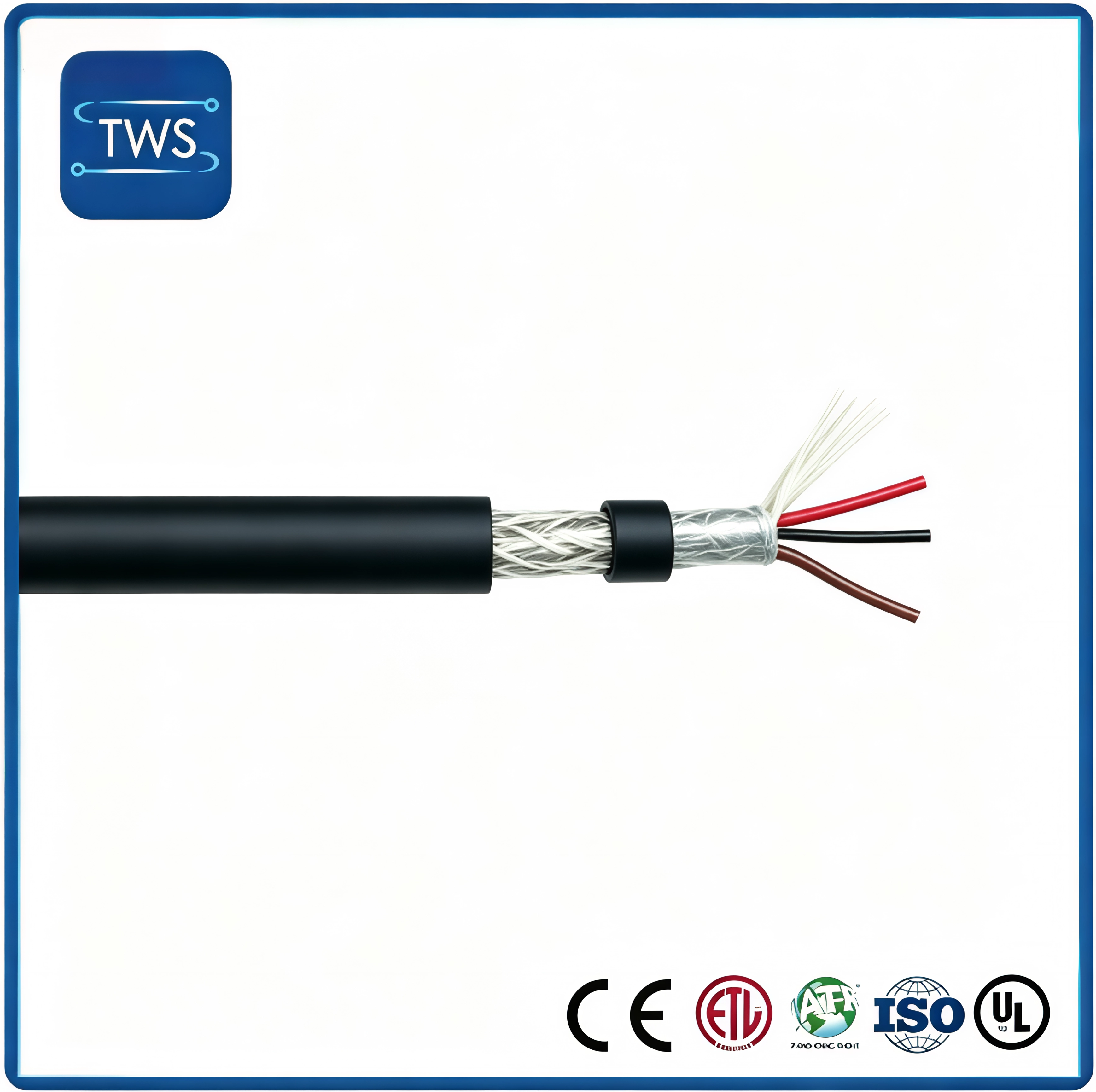 CC-Link Bus Cable 20AWG 3 Core Shielded Red PVC 300V
