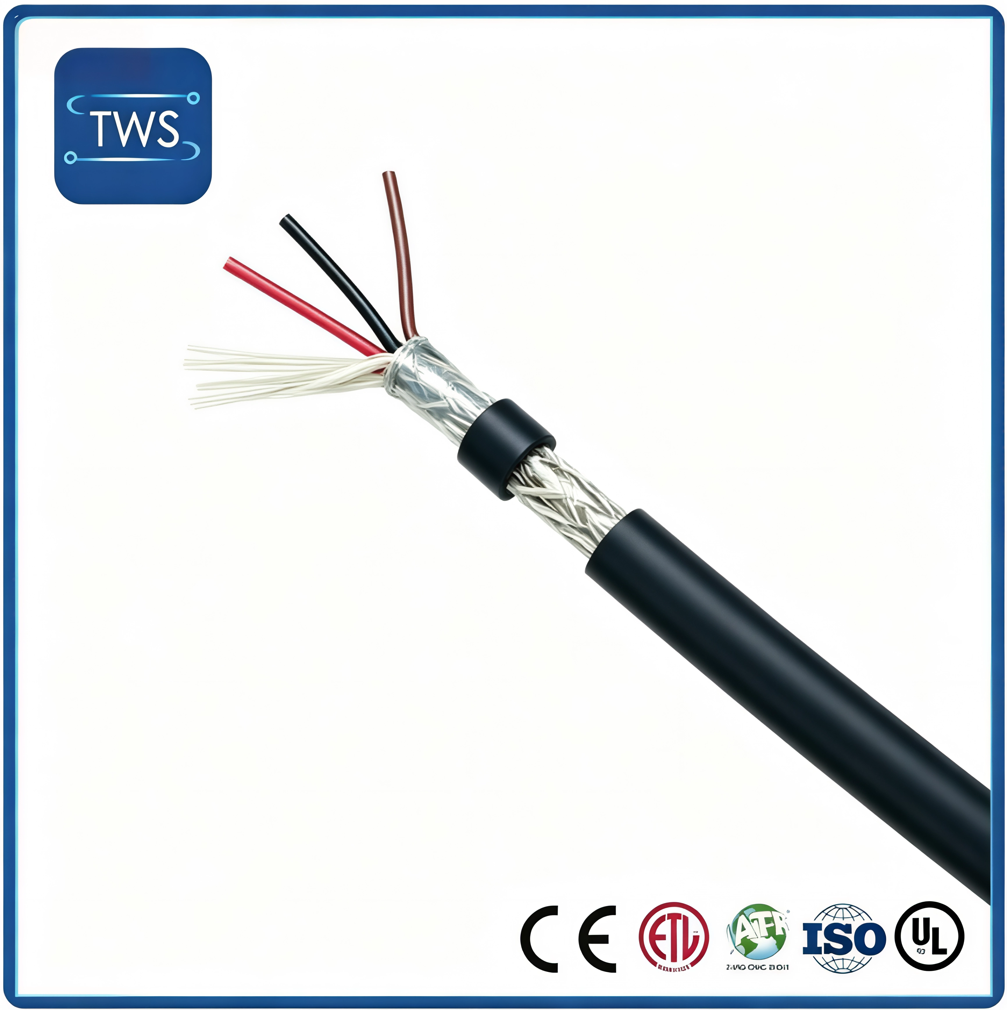 CC-Link Bus Cable 20AWG 3 Core Shielded Red PVC 300V