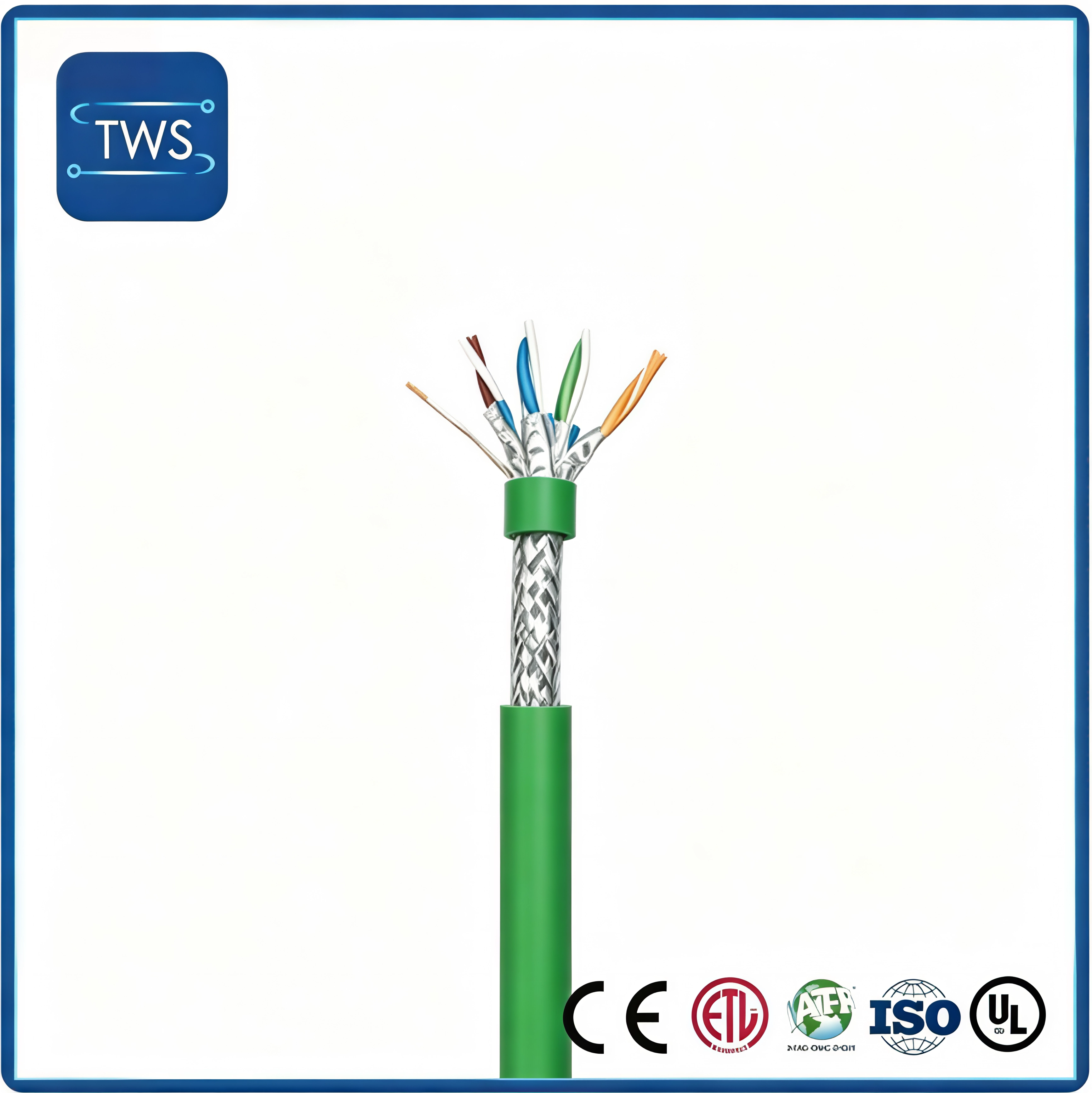 CAT6A S/FTP Shielded Industrial Ethernet Flexible Cable 500MHz PUR/PVC