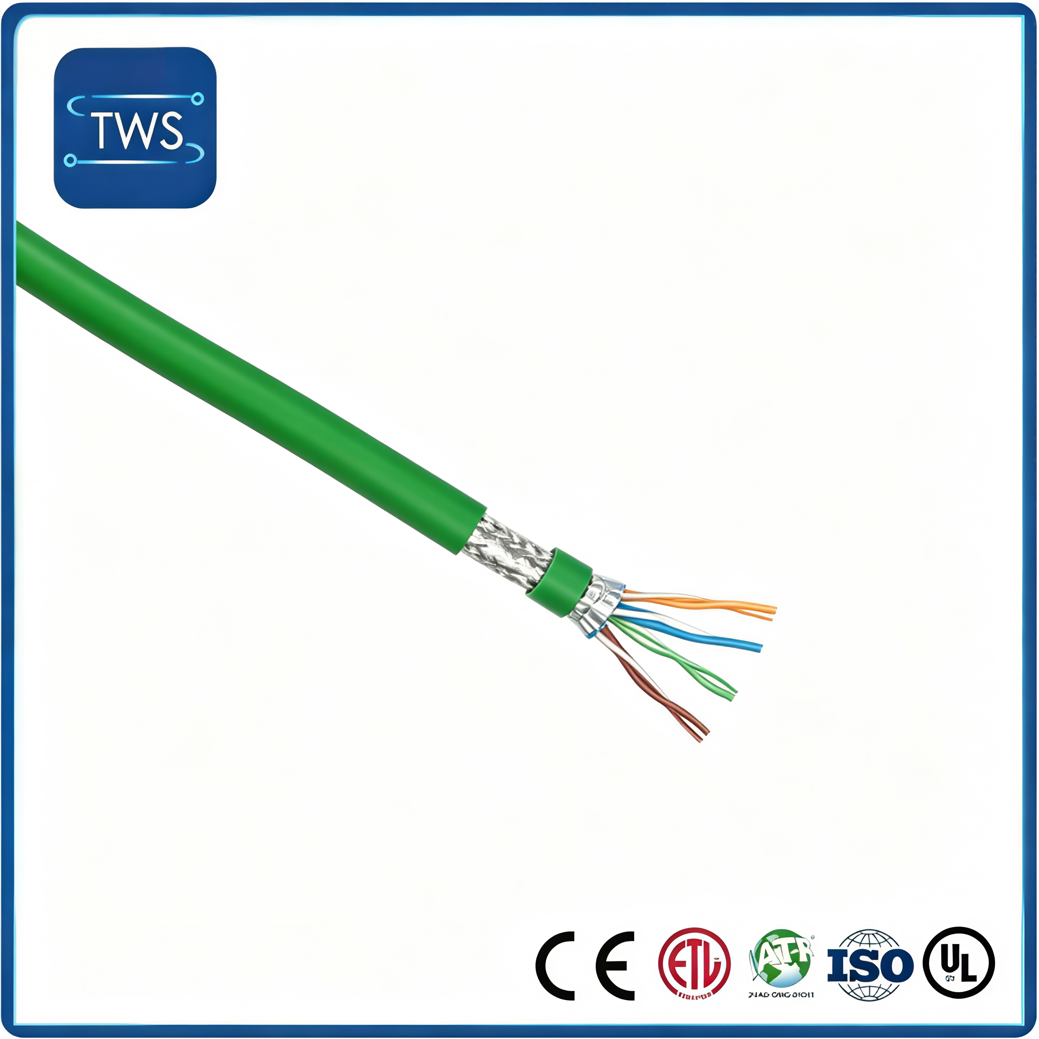 High Flexible Shielded CAT6A Industrial Ethernet Cable for Drag Chain
