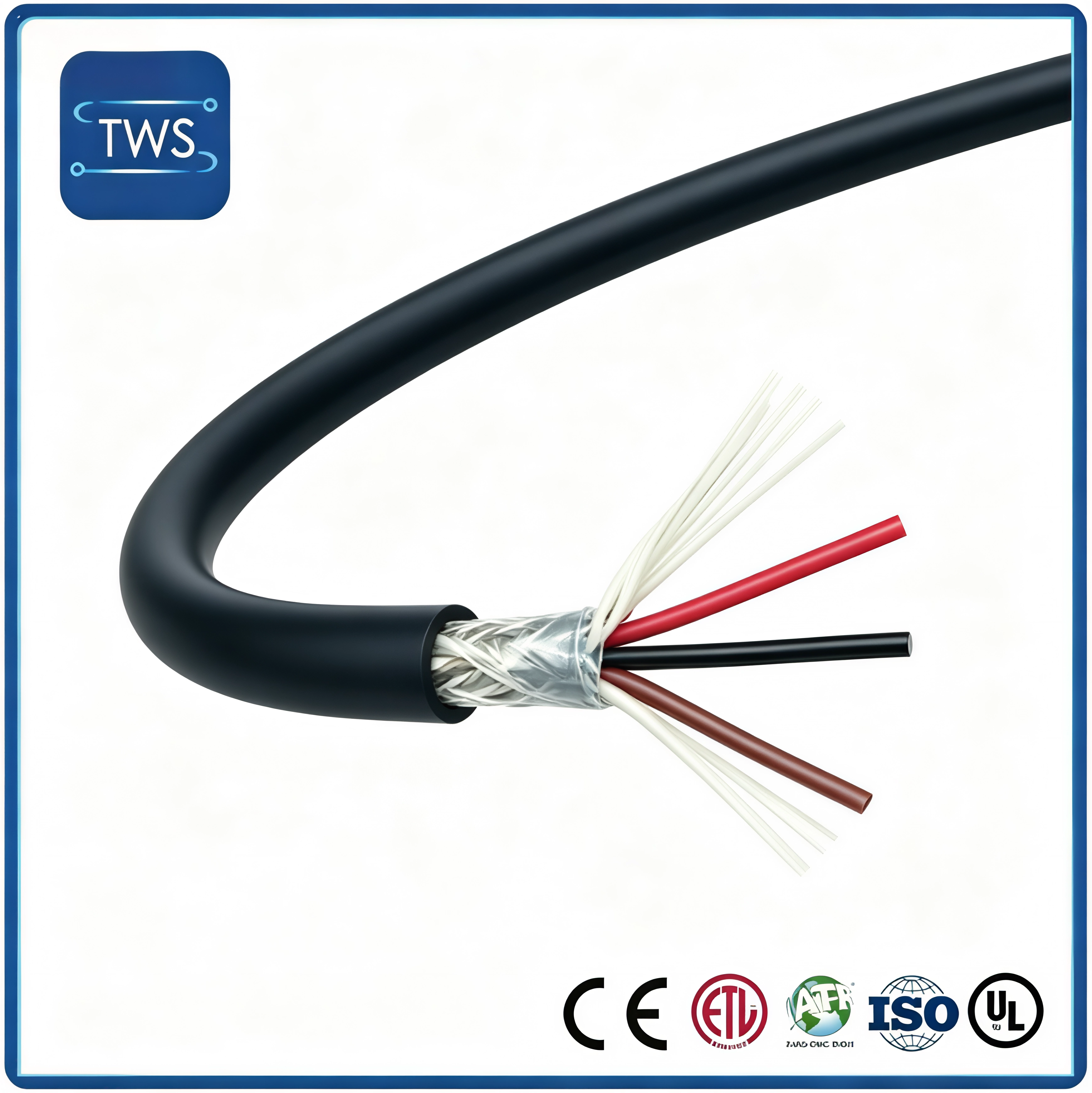 CC-Link Bus Cable 20AWG 3 Core Shielded Red PVC 300V