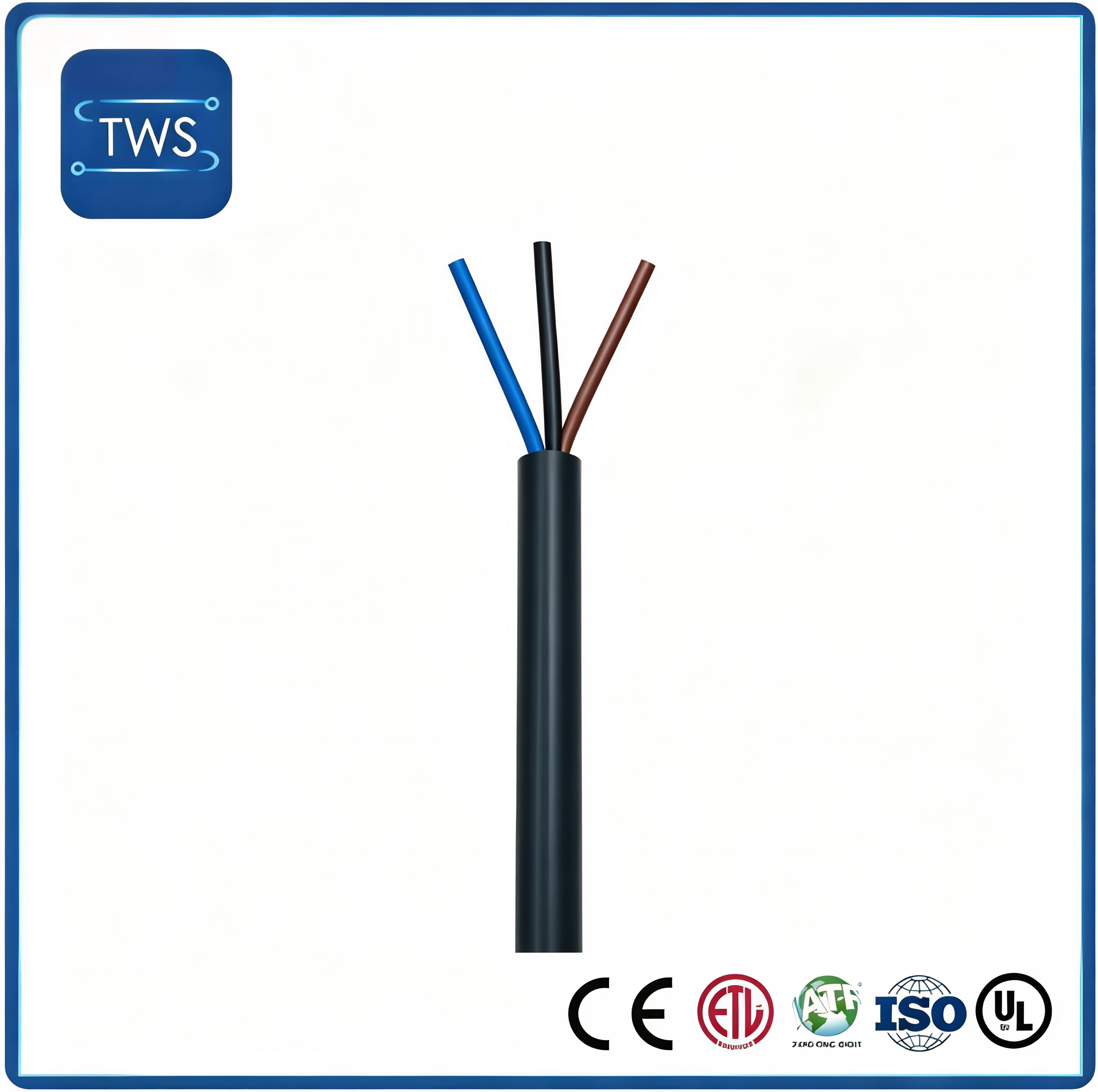 Durable 26AWG 3-Core Control Cable with Black PVC Insulation