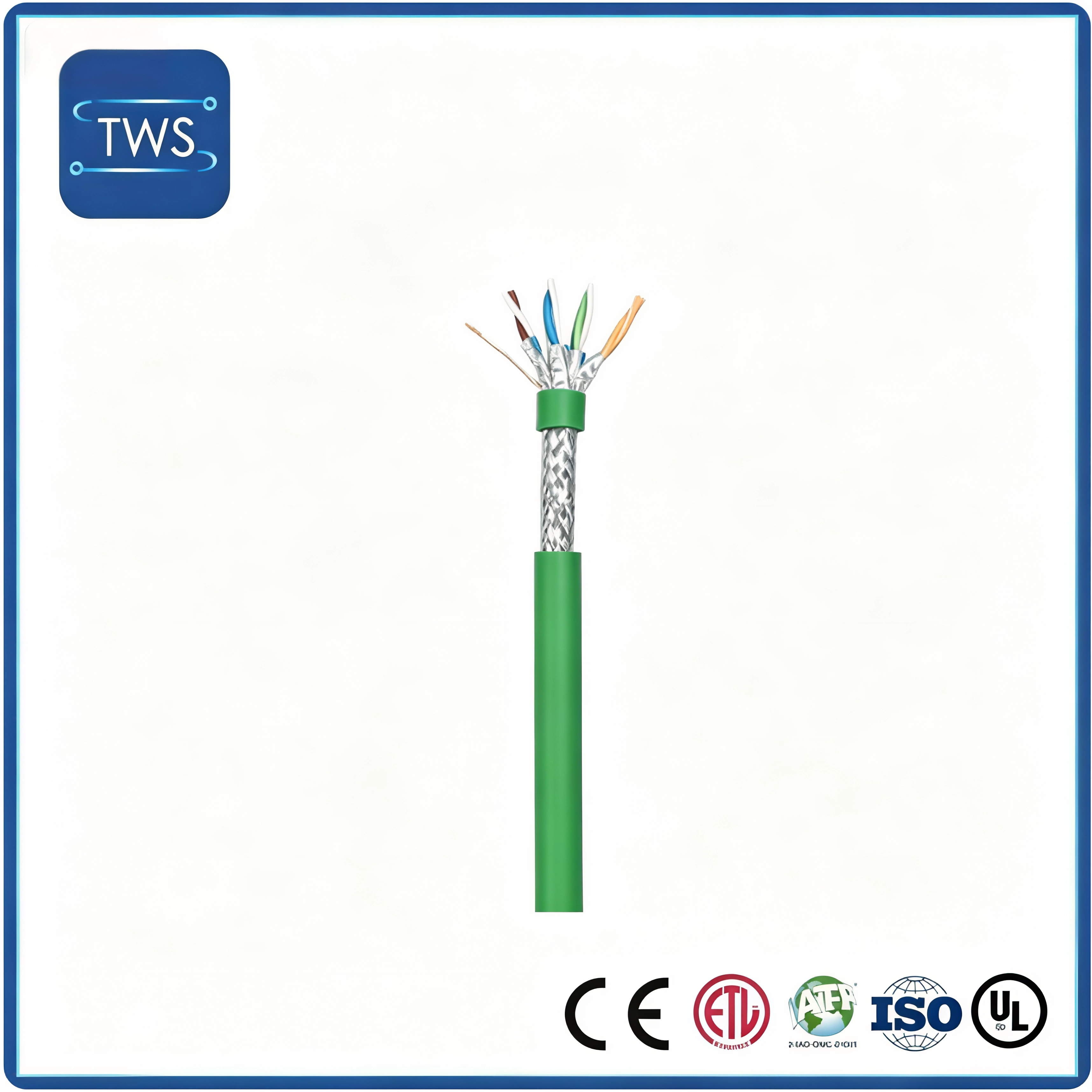 CAT6A S/FTP Shielded Industrial Ethernet Flexible Cable 500MHz PUR/PVC