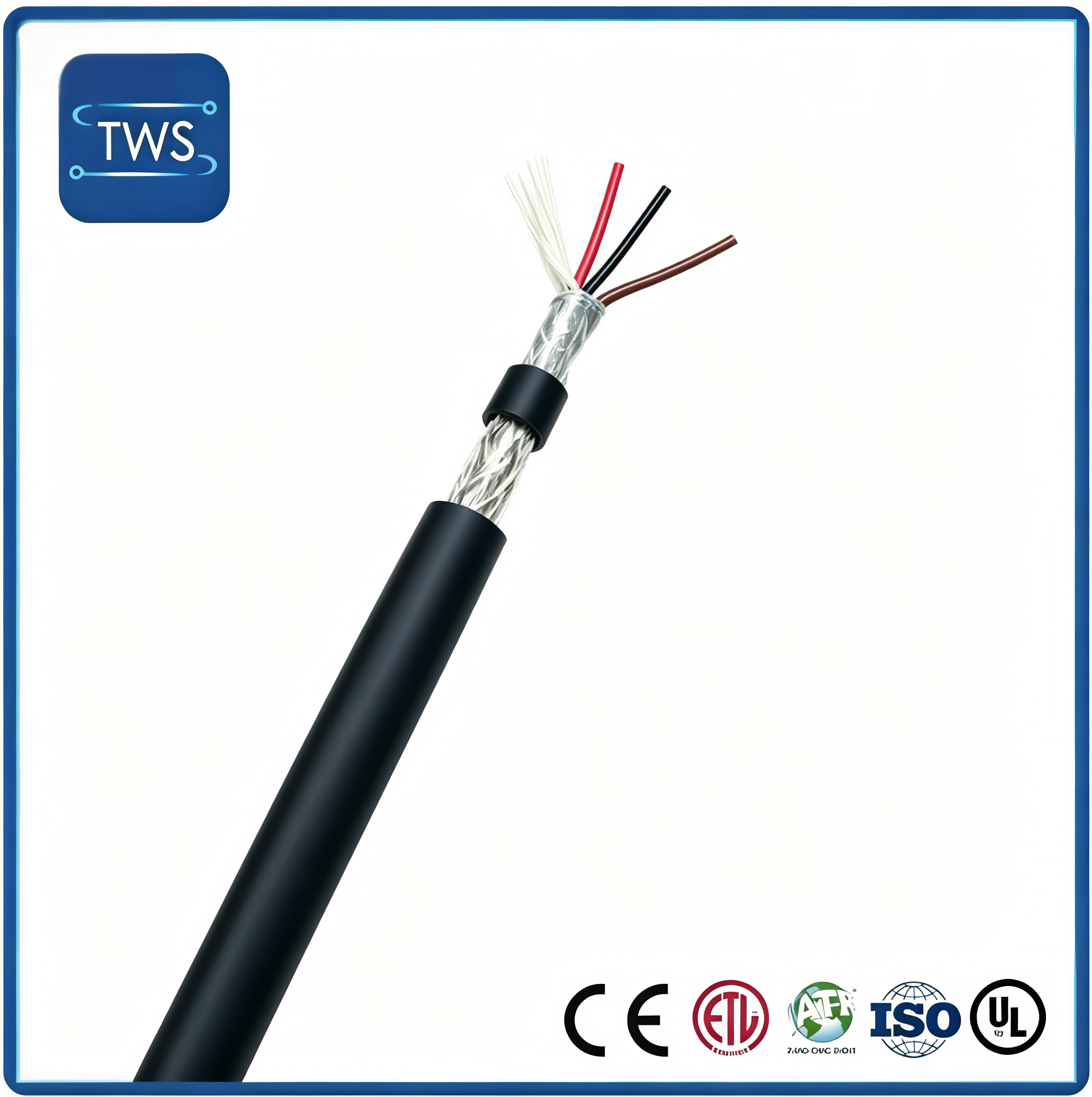 CC-Link Bus Cable 20AWG 3 Core Shielded Red PVC 300V