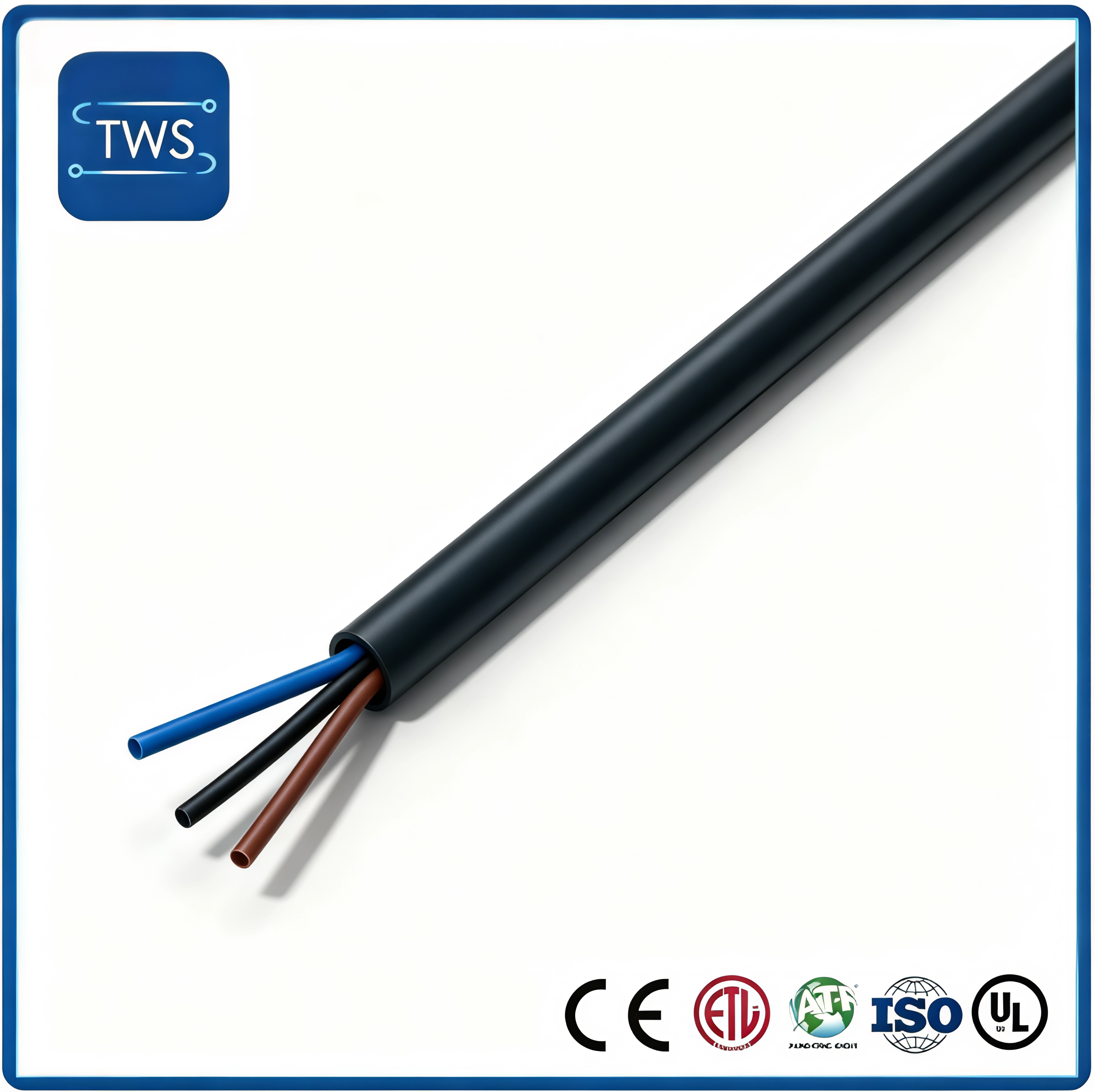 Durable 26AWG 3-Core Control Cable with Black PVC Insulation