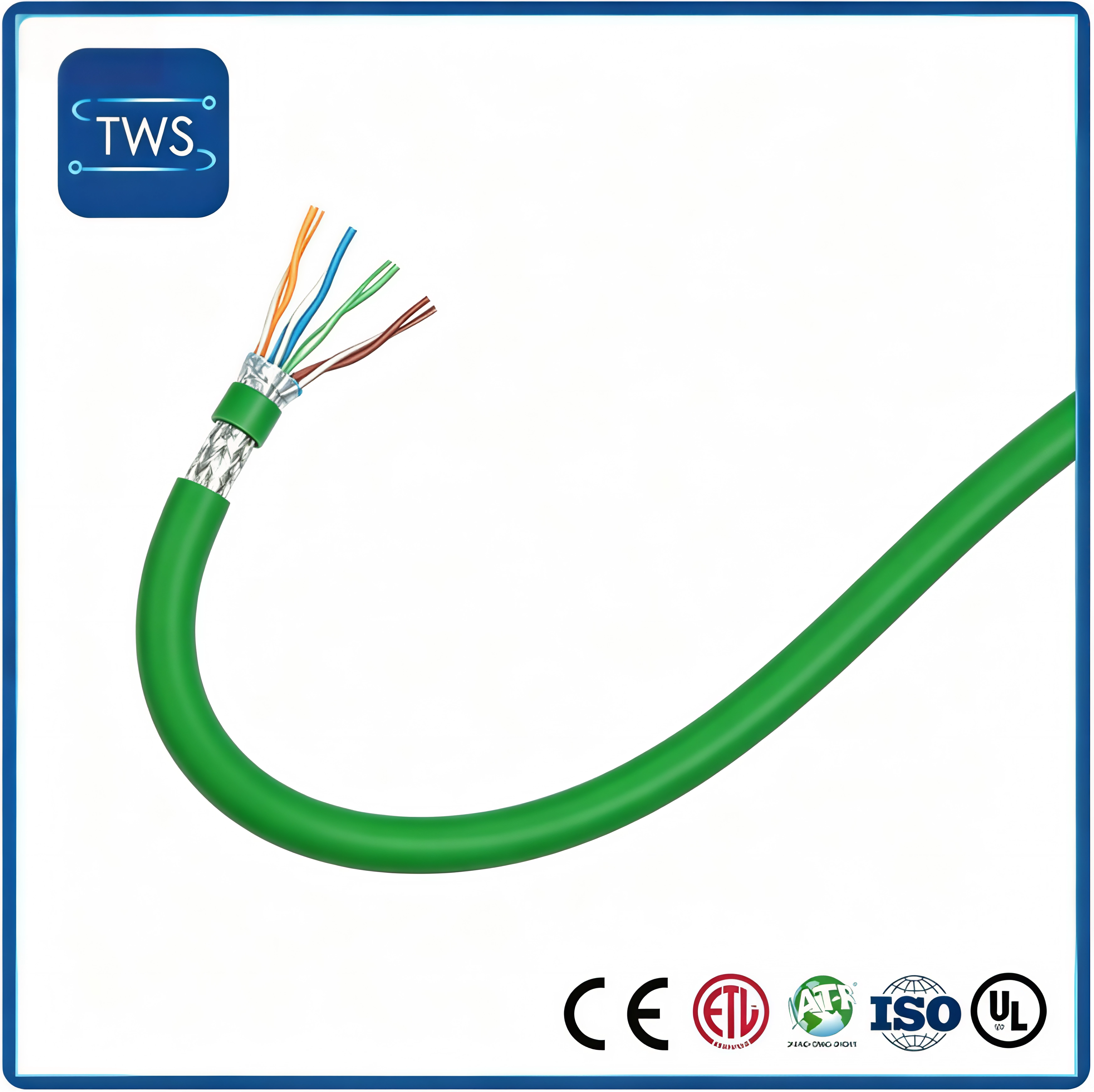 High Flexible Shielded CAT6A Industrial Ethernet Cable for Drag Chain