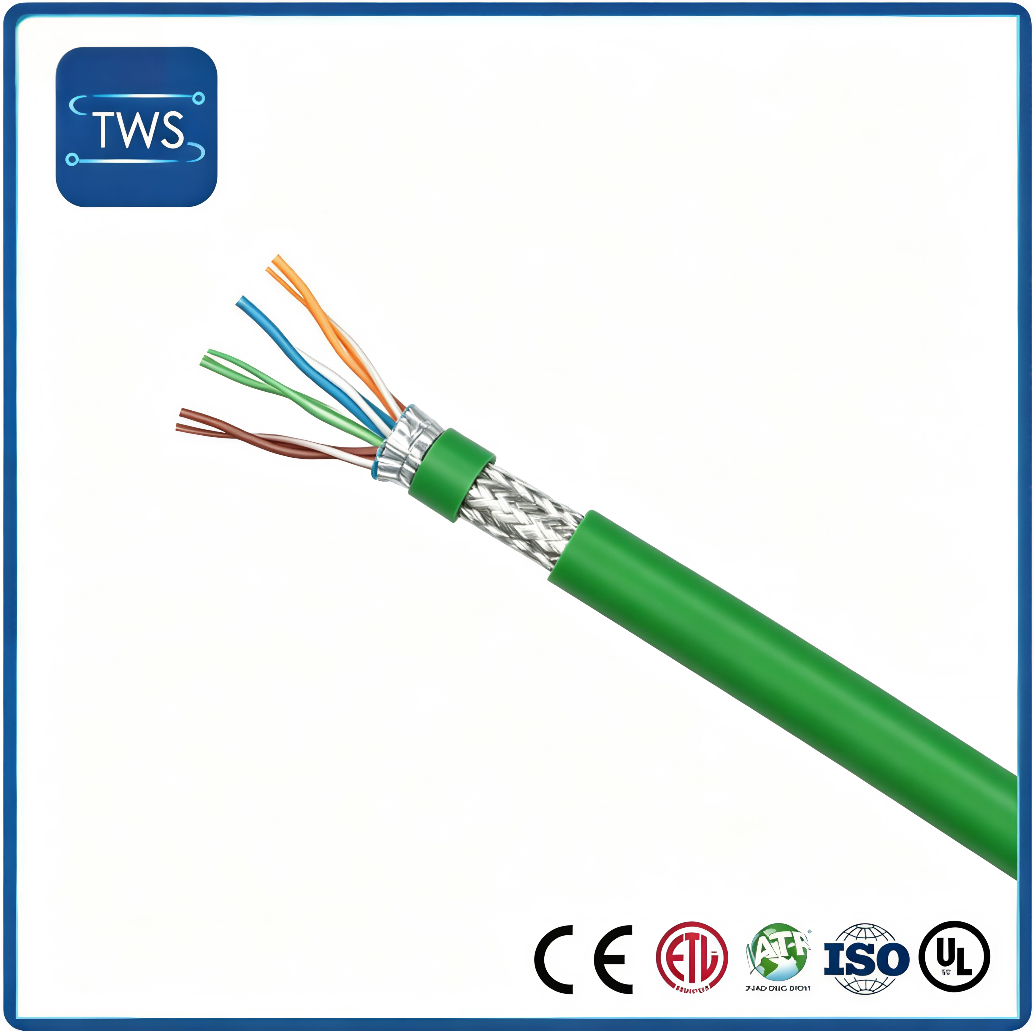 High Flexible Shielded CAT6A Industrial Ethernet Cable for Drag Chain