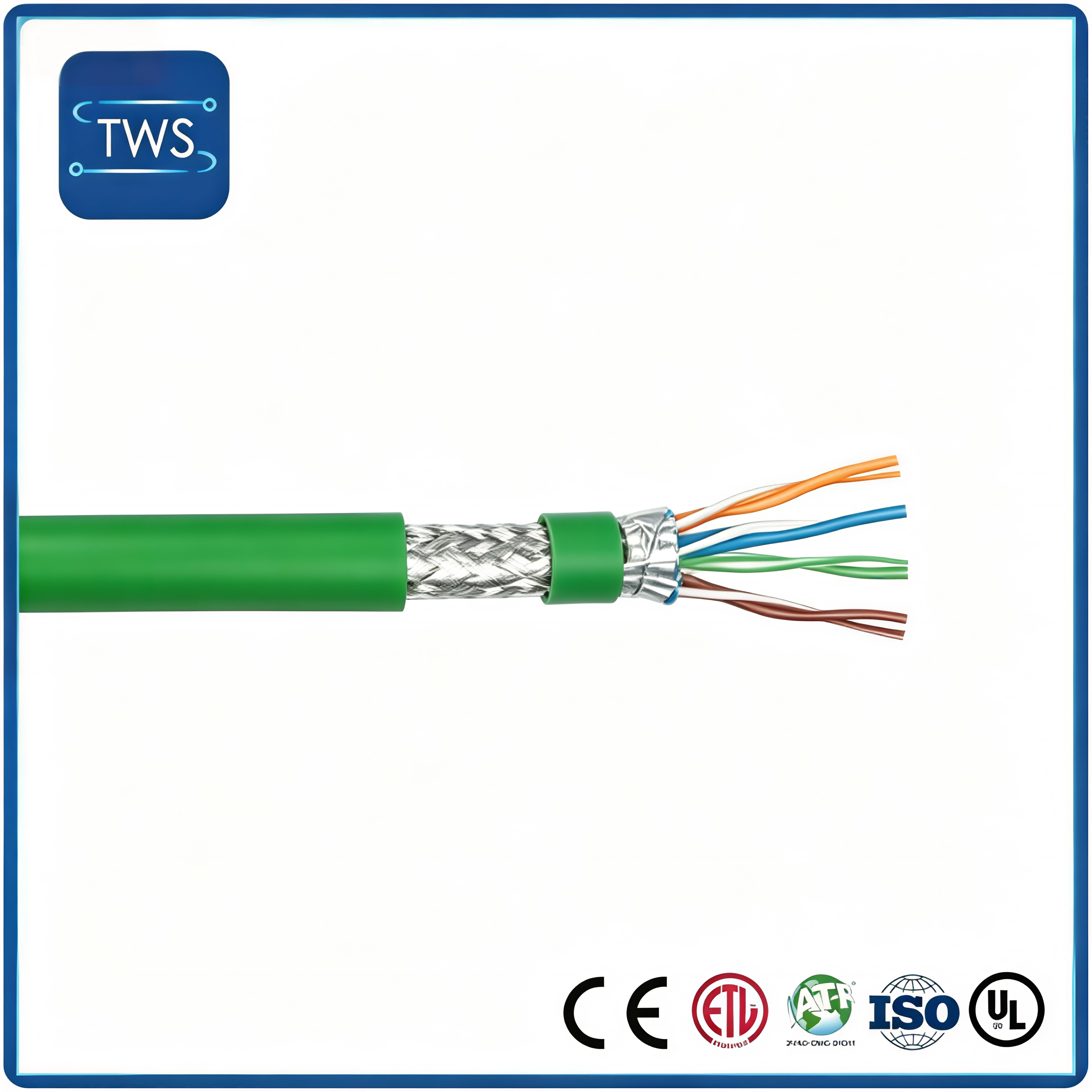 High Flexible Shielded CAT6A Industrial Ethernet Cable for Drag Chain