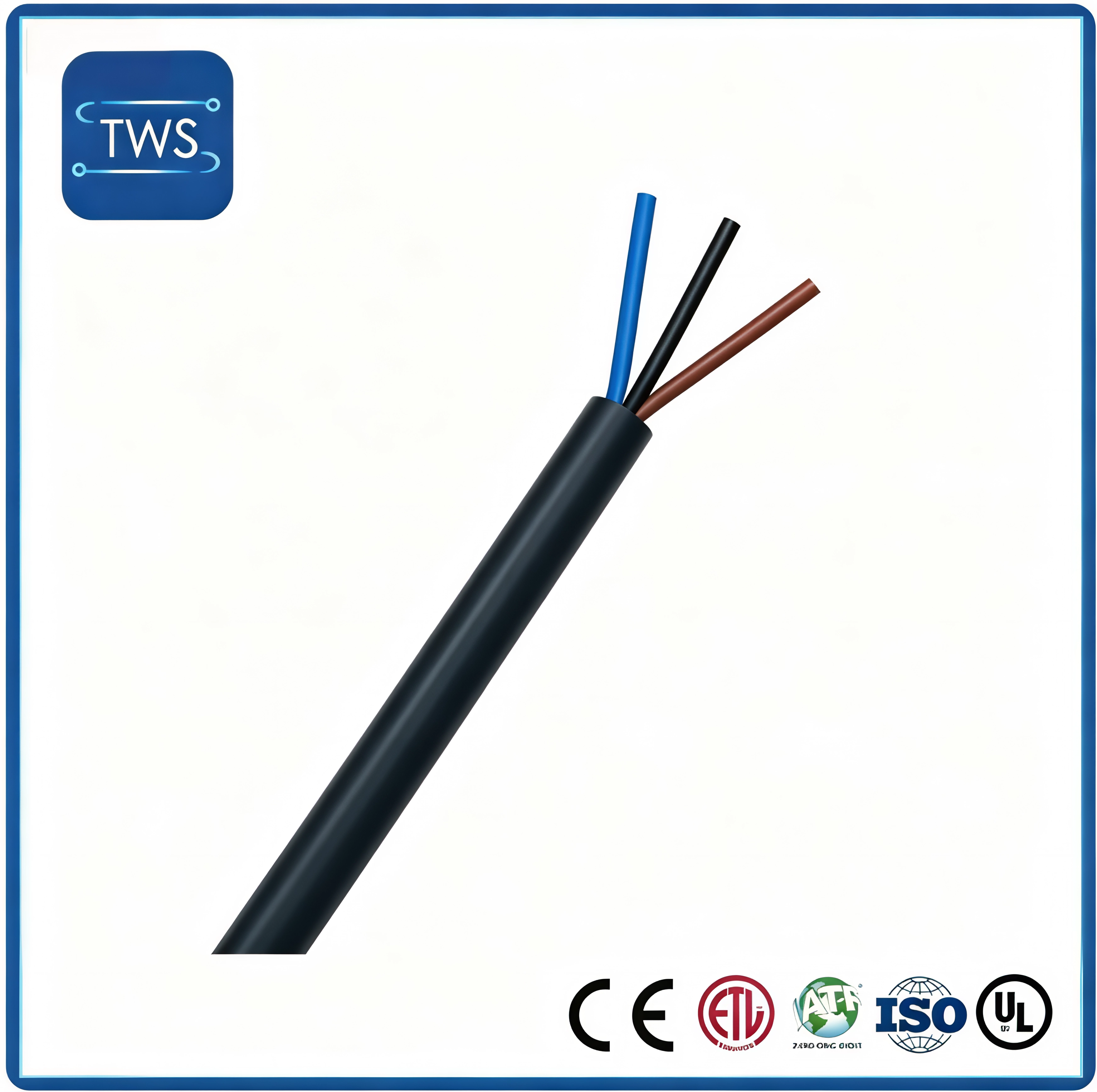 Durable 26AWG 3-Core Control Cable with Black PVC Insulation